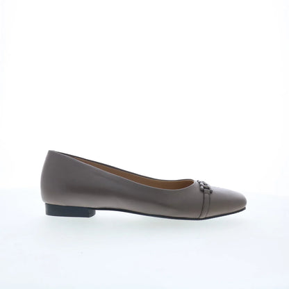 Trotters Harmony T2250-020 Womens Gray Leather Slip On Ballet Flats Shoes