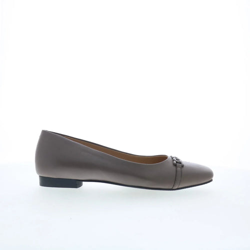 Trotters Harmony T2250-020 Womens Gray Leather Slip On Ballet Flats Shoes