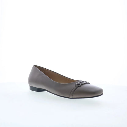 Trotters Harmony T2250-020 Womens Gray Leather Slip On Ballet Flats Shoes