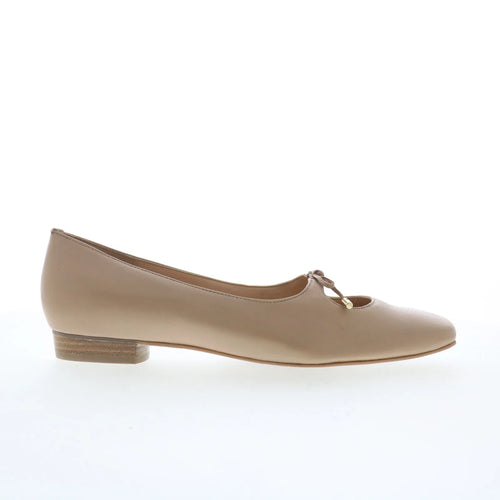 Trotters Honesty T2241-130 Womens Beige Leather Slip On Ballet Flats Shoes