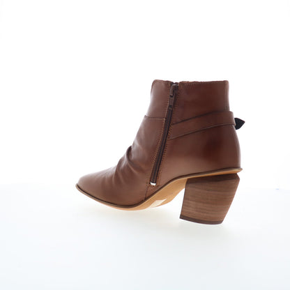 Miz Mooz Joella Womens Brown Leather Zipper Ankle & Booties Boots