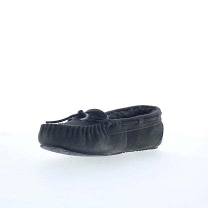Minnetonka Junior Trapper 4034 Womens Black Suede Loafer Slippers Shoes