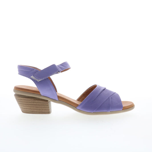 Miz Mooz Kacie Womens Purple Leather Strap Heeled Sandals Shoes