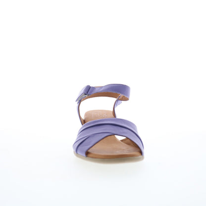 Miz Mooz Kacie Womens Purple Leather Strap Heeled Sandals Shoes
