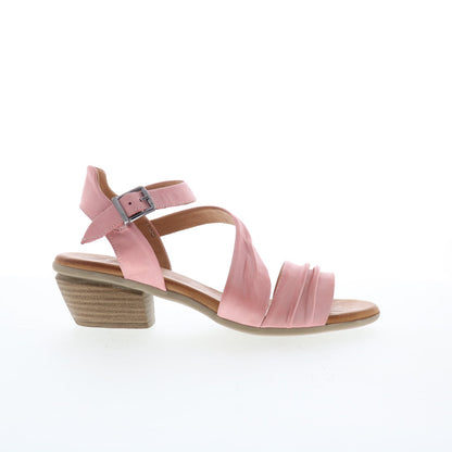 Miz Mooz Kailee Womens Pink Leather Hook & Loop Heeled Sandals Shoes