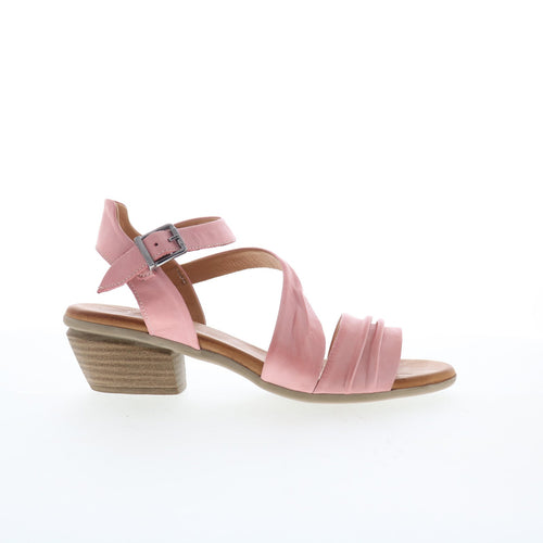 Miz Mooz Kailee Womens Pink Leather Hook & Loop Heeled Sandals Shoes