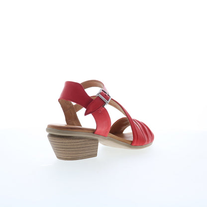 Miz Mooz Kailee Womens Red Leather Hook & Loop Heeled Sandals Shoes