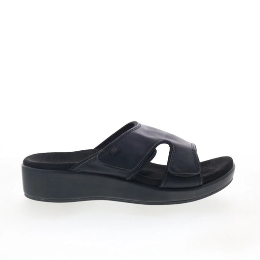 Spenco Karla Wedge SP1082BLK Womens Black Synthetic Slides Sandals Shoes