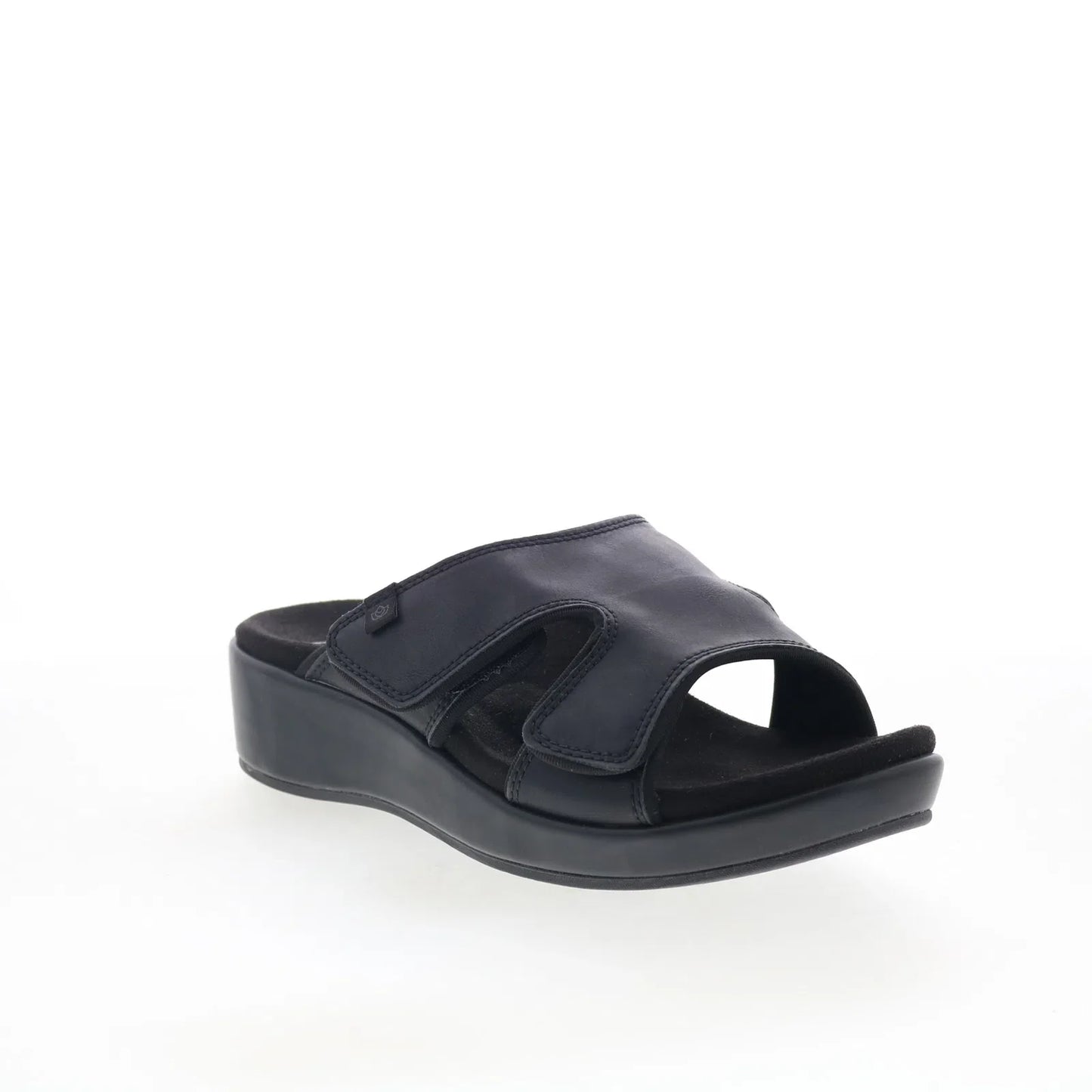 Spenco Karla Wedge SP1082BLK Womens Black Synthetic Slides Sandals Shoes