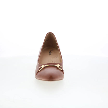 Trotters Kenzie T2259-215 Womens Brown Leather Slip On Pumps Heels Shoes