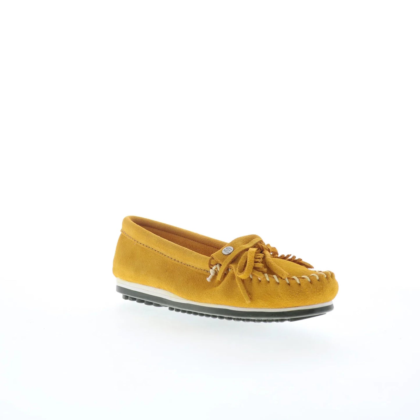 Minnetonka Kilty Plus 4330 Womens Yellow Suede Slip On Loafer Flats Shoes