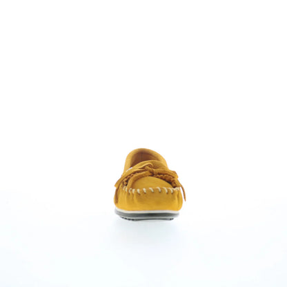 Minnetonka Kilty Plus 4330 Womens Yellow Suede Slip On Loafer Flats Shoes