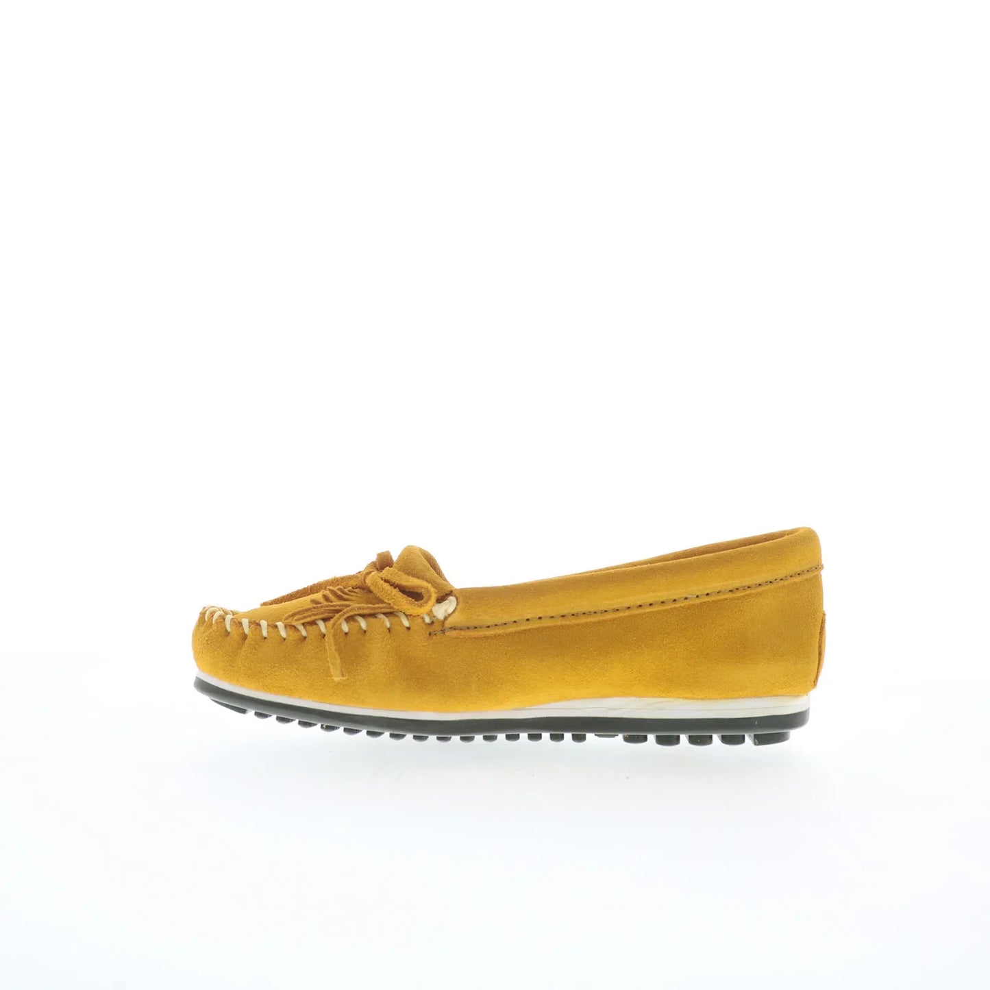 Minnetonka Kilty Plus 4330 Womens Yellow Suede Slip On Loafer Flats Shoes