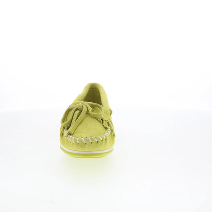 Minnetonka Kilty Plus 4332 Womens Green Suede Slip On Loafer Flats Shoes