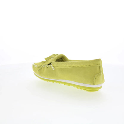 Minnetonka Kilty Plus 4332 Womens Green Suede Slip On Loafer Flats Shoes