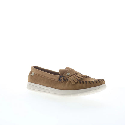 Minnetonka Kylee Kilty 61074K Womens Brown Suede Slip On Loafer Flats Shoes