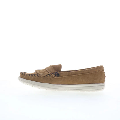 Minnetonka Kylee Kilty 61074K Womens Brown Suede Slip On Loafer Flats Shoes