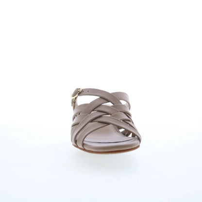 Trotters Lauri T2406-117 Womens Beige Leather Slip On Heeled Sandals Shoes