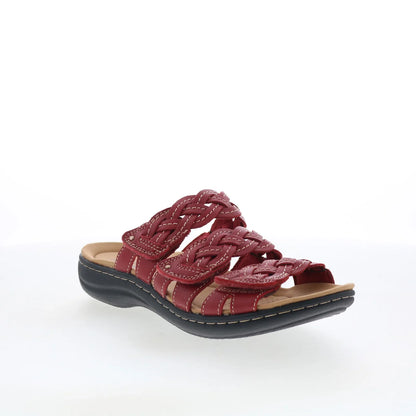 Clarks Laurieann Rio 26182223 Womens Red Leather Flip-Flops Sandals Shoes