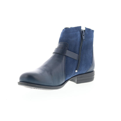 Miz Mooz Leanne Womens Blue Suede Zipper Ankle & Booties Boots