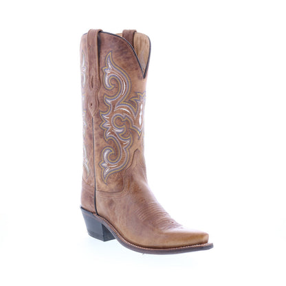 Jama Old West LF1541 Womens Brown Leather Slip On Cowboy Western Boots