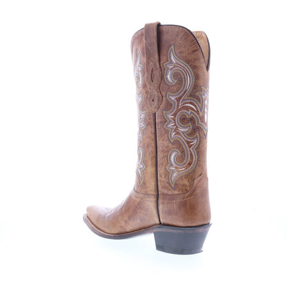 Jama Old West LF1541 Womens Brown Leather Slip On Cowboy Western Boots