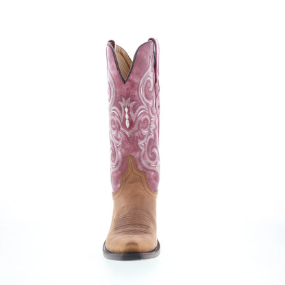Jama Old West LF1557 Womens Brown Leather Slip On Cowboy Western Boots