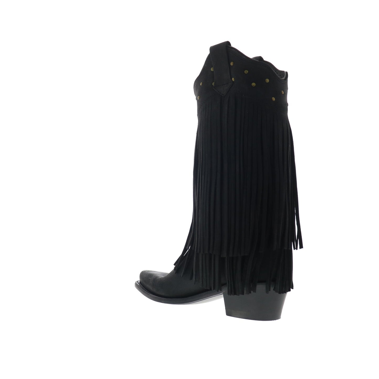 Jama Old West LF1586 Womens Black Nubuck Slip On Cowboy Western Boots