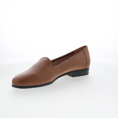 Trotters Liz Tumbled T1807-253 Womens Brown Leather Loafer Flats Shoes