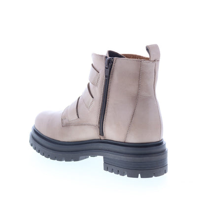 Miz Mooz Lorra Womens Beige Leather Zipper Casual Dress Boots