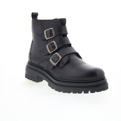 Miz Mooz Lorra Womens Black Leather Zipper Casual Dress Boots