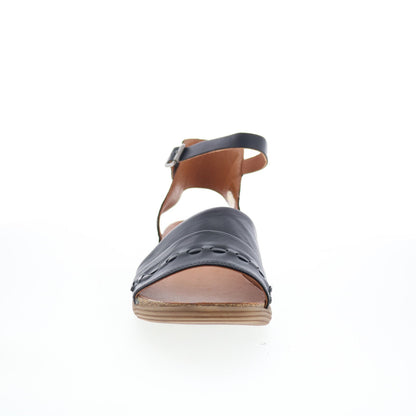 Miz Mooz Marabel Womens Black Leather Hook & Loop Strap Sandals Shoes