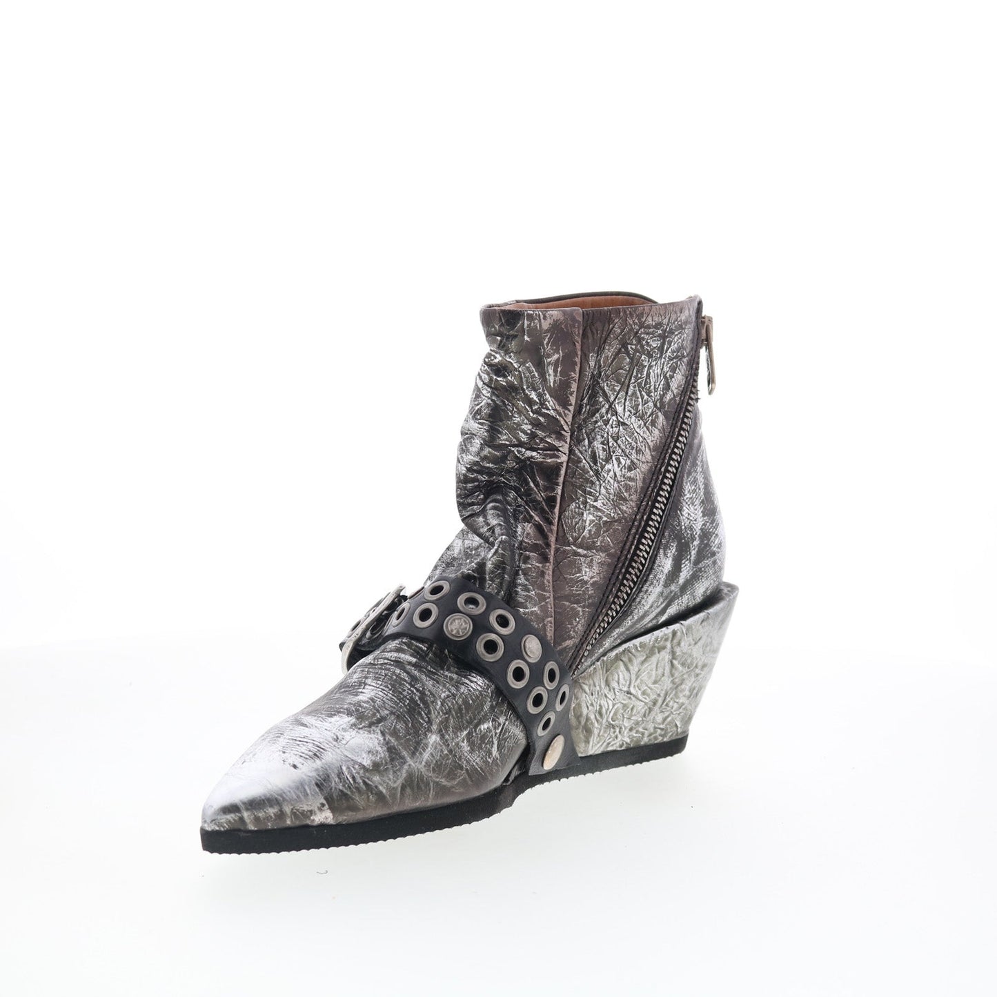 A.S. 98 Maxie Womens Silver Leather Zipper Ankle & Booties Boots