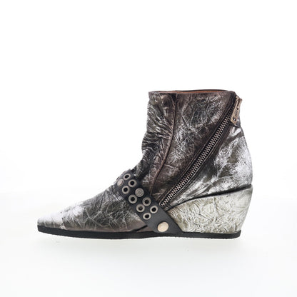 A.S. 98 Maxie Womens Silver Leather Zipper Ankle & Booties Boots
