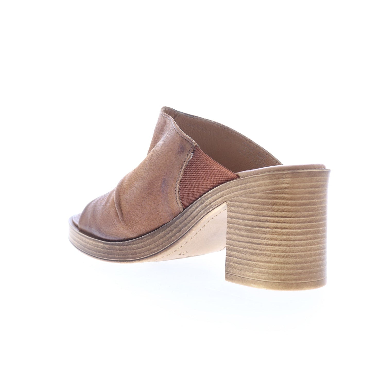 Miz Mooz Maybelle Womens Brown Leather Slip On Heeled Sandals Shoes