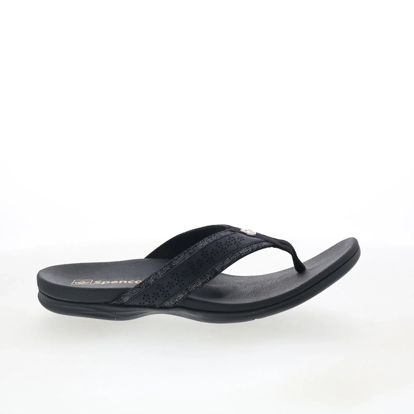Spenco Miramar SP1223BLK Womens Black Synthetic Flip-Flops Sandals Shoes