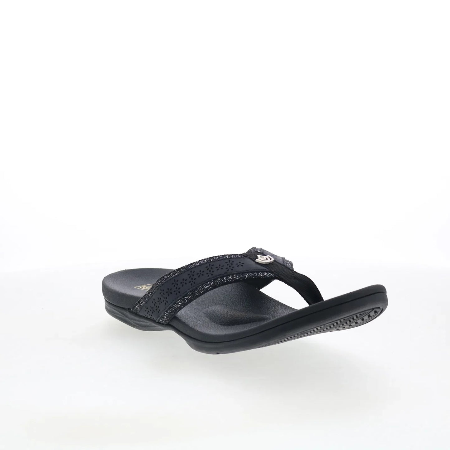 Spenco Miramar SP1223BLK Womens Black Synthetic Flip-Flops Sandals Shoes