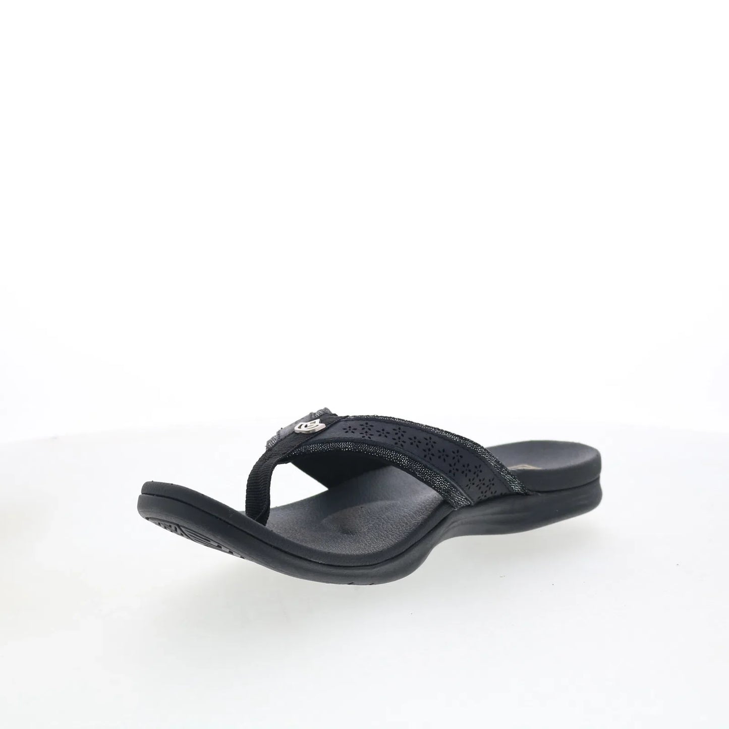 Spenco Miramar SP1223BLK Womens Black Synthetic Flip-Flops Sandals Shoes