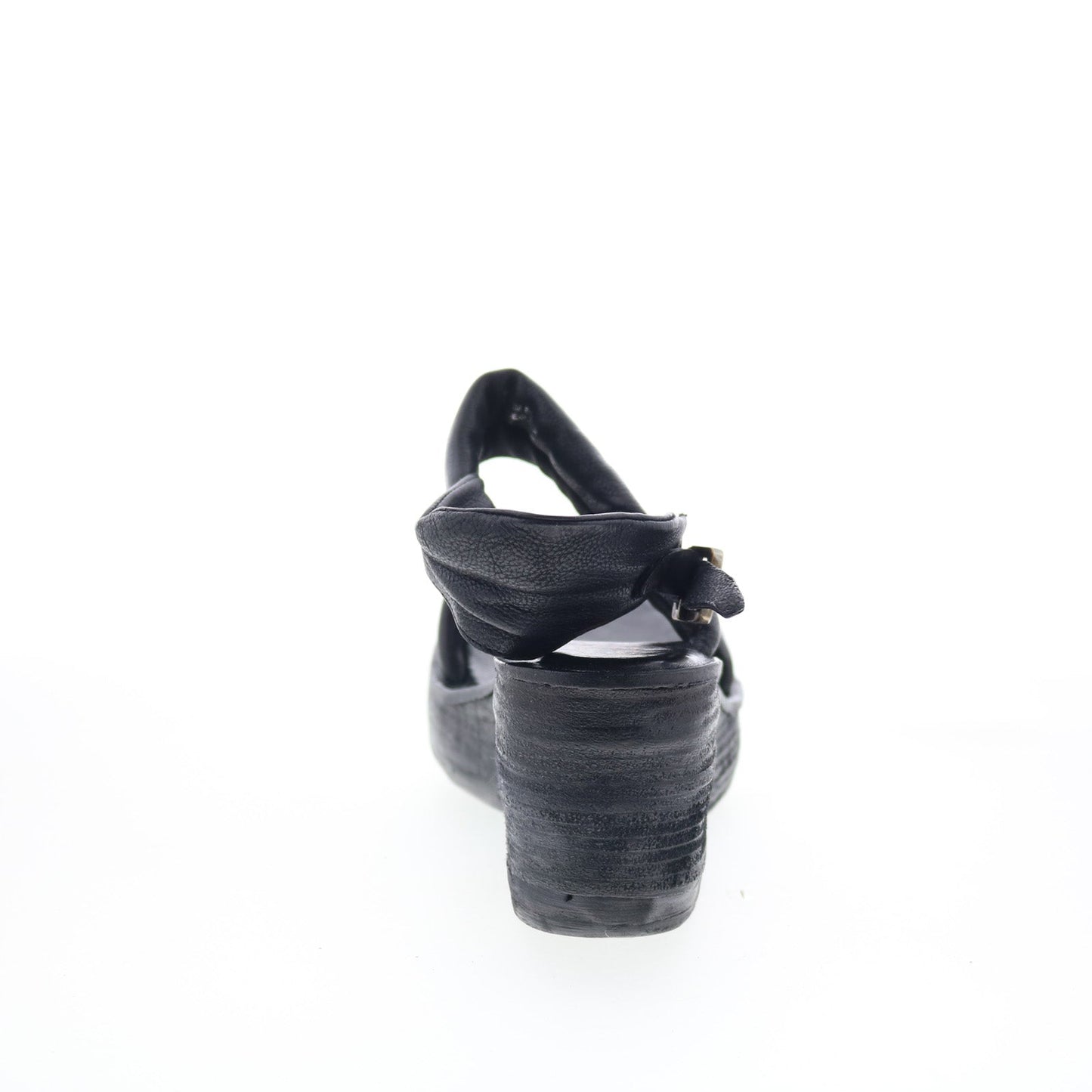 A.S. 98 Norward Womens Black Leather Hook & Loop Wedges Sandals Shoes