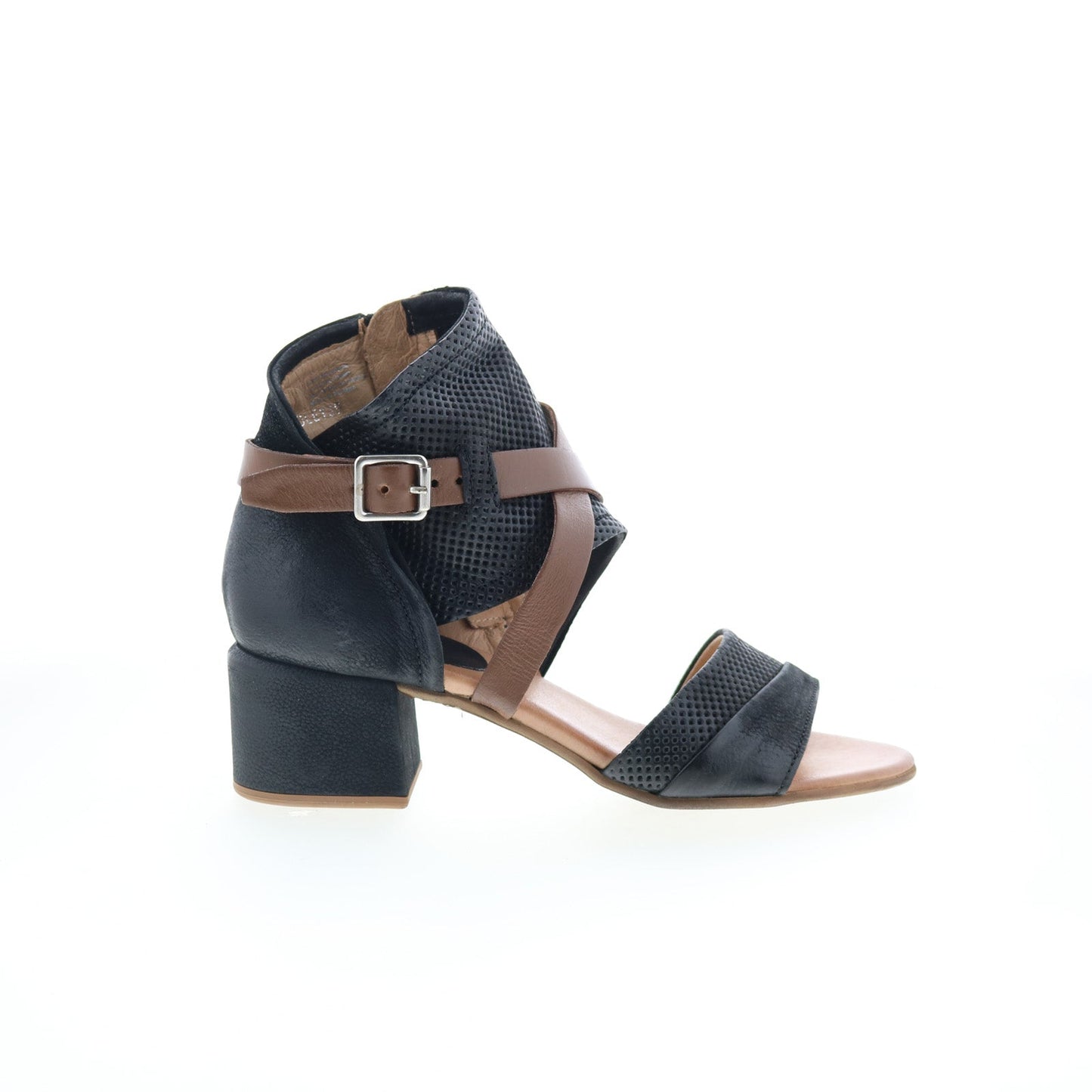 Miz Mooz Brandy P13006-102-0002 Womens Black Leather Heeled Sandals Shoes