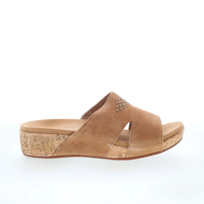 Spenco Passport Wedge SP1158SAD Womens Brown Leather Slides Sandals Shoes