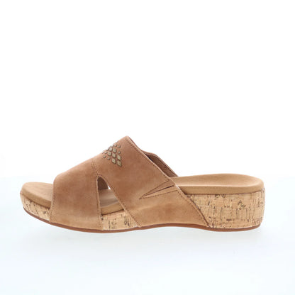Spenco Passport Wedge SP1158SAD Womens Brown Leather Slides Sandals Shoes