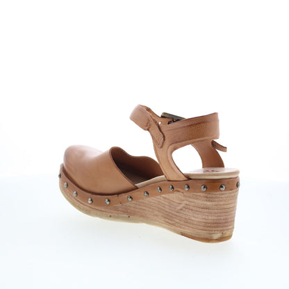 A.S. 98 Pietro Womens Brown Leather Hook & Loop Wedges Sandals Shoes