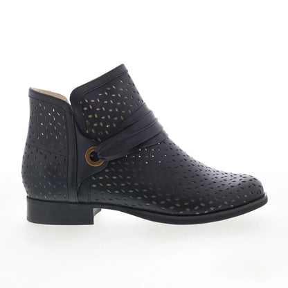 Spenco Priscilla Boot SP1093BLK Womens Black Leather Ankle & Booties Boots