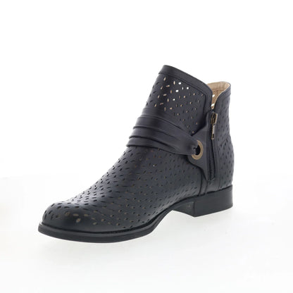 Spenco Priscilla Boot SP1093BLK Womens Black Leather Ankle & Booties Boots