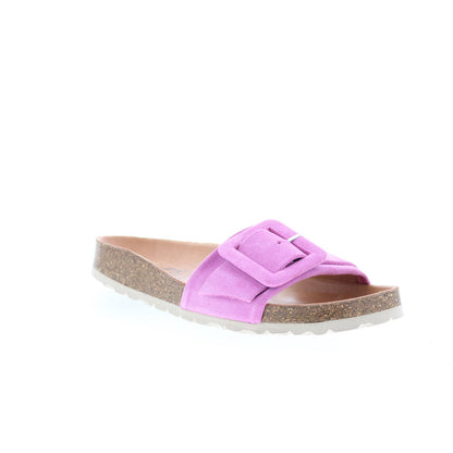 Miz Mooz Reiko Womens Purple Suede Slip On Slides Sandals Shoes