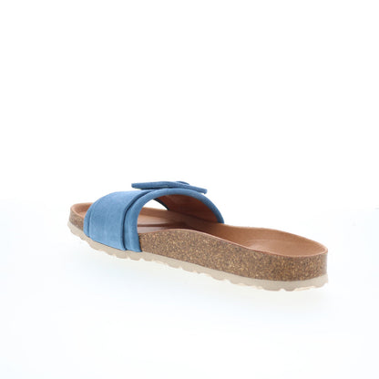 Miz Mooz Reiko Womens Blue Suede Slip On Slides Sandals Shoes