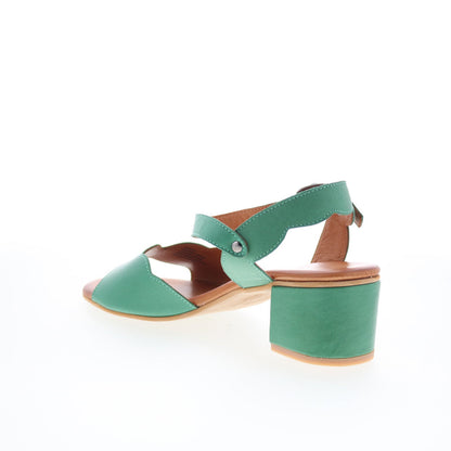 Miz Mooz Rubie Womens Green Leather Hook & Loop Heeled Sandals Shoes