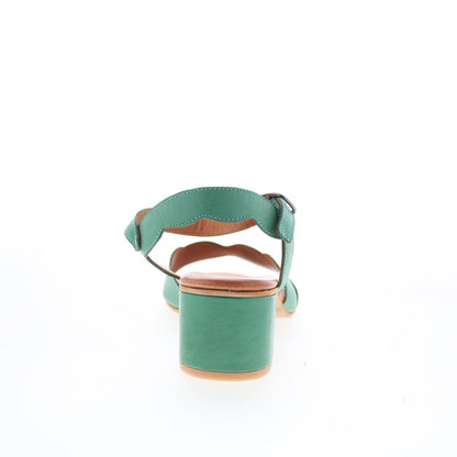Miz Mooz Rubie Womens Green Leather Hook & Loop Heeled Sandals Shoes