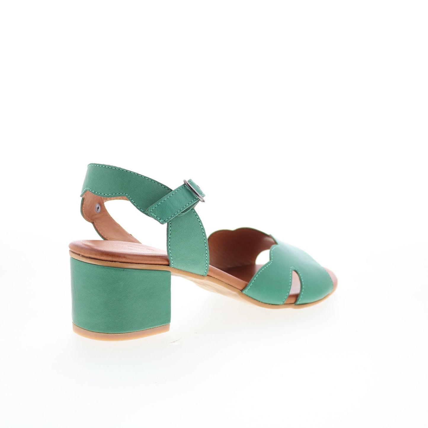 Miz Mooz Rubie Womens Green Leather Hook & Loop Heeled Sandals Shoes